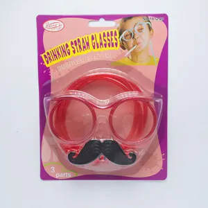 Kids Birthday Parties Accessories Mustache Straw Tube Sets Fun Party Drinking Straw Eye Glasses For Wholesale