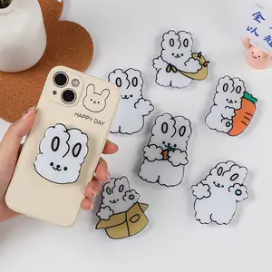 Hot selling mobile phone accessories acrylic rabbit korea style kickstand holder phone grip