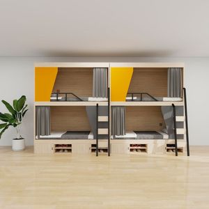 Letto <span class=keywords><strong>a</strong></span> capsula in legno con design <span class=keywords><strong>a</strong></span> castello salvaspazio, moderno, matrimoniale, <span class=keywords><strong>per</strong></span> camere compatte, uso ospedaliero e alberghiero - Product Image 3