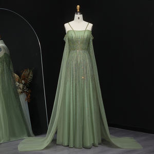 Robe de <span class=keywords><strong>soir</strong></span>ée vert forêt Jancember XD024, bretelles spaghetti, robe de bal perlée, coupe trapèze, tenue de célébration, robe de conte de fées - Product Image 2
