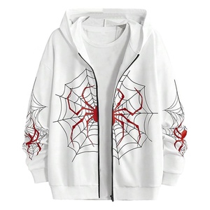 Felpa con Cappuccio Premium da <span class=keywords><strong>Uomo</strong></span>, Oversize con Zip, Stile Streetwear Gotico Y2K, Design con <span class=keywords><strong>Ragnatela</strong></span> Integrale - Product Image 2