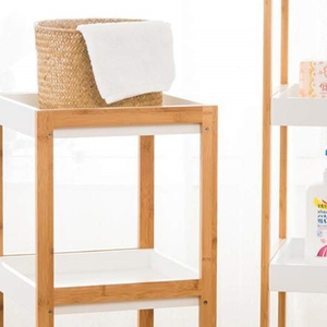 Meubles de salle de bain de bonne qualité, étagère de rangement à 3 niveaux en bambou avec plateau - Product Image 5