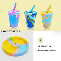 Gobelet en silicone de qualité alimentaire incassable et réutilisable pour café et bébé, avec couvercle et paille