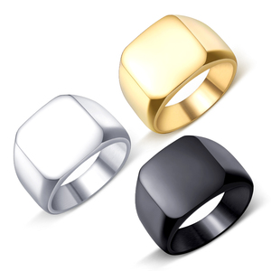 SS8-177R Steel Soldier Trendy Design High Polished Men <strong>Titanium</strong> Steel <strong>Black</strong> Gold Color Square Party Geometric <strong>Ring</strong> - Product Image 1
