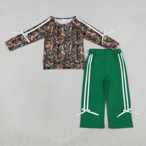 Ensemble de vêtements pour bébés filles, chemises à manches longues avec nœuds, pantalons à poches, camouflage - Product Image 2
