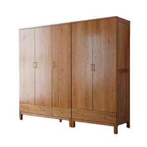 Armário de madeira maciça MDF estilo simples, armário de quarto com gavetas, armário de armazenamento japonês, guarda-roupa infantil