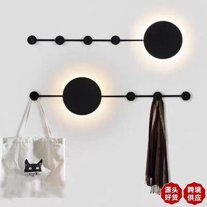 Minimalist Wall Lamp Led Light Source Round Shape Wall Mounted Type Punch Free For Bedroom Entryway Storage <b>Shelf</b> - Product Image 5