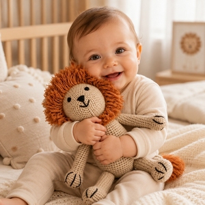 Peluche en crochet pour bébé, cadeau, poupées en coton faites à la main, amigurumi lion, animaux de la jungle et de la forêt, jouet en peluche au crochet - Product Image 3