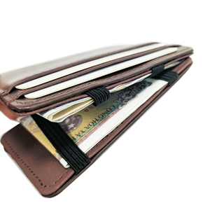 남성용 맞춤형 슬림 PU 가죽 매직 월렛, 탄성 밴드 현금 및 신용카드 홀더, 머니 클립 포함 - Product Image 5