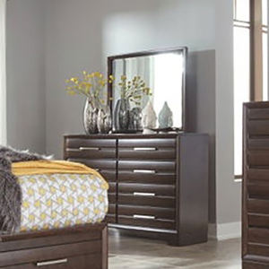 Mesa de Noche Moderna de Madera Oscura con 2 Cajones y Tiradores Metálicos para Dormitorio - Product Image 3