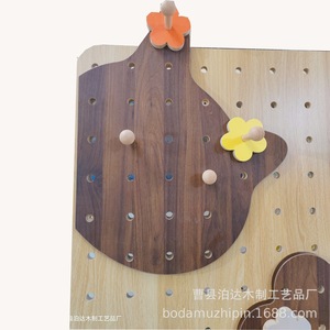 Solid Wood Pegboard <b>Wall</b> Shelf Cat Head Shape Children's <b>Hanging</b> <b>Storage</b> Rack For Front Door Display Organizer - Product Image 2