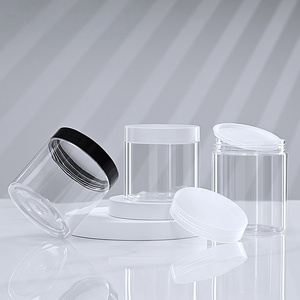 Pot en plastique transparent pour crème, poudre, <span class=keywords><strong>miel</strong></span>, nourriture, gommage, beurre corporel, 150 ml, 200 ml, avec couvercles - Product Image 1