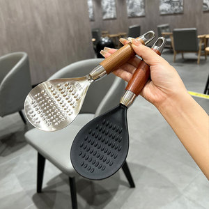 316L Stainless Steel Rosewood Rice Spoon 2 Pc Set Non Stick Serving Spoon For Rice Noodles - Product Image 2