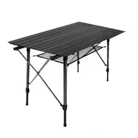 YILU mat siyah kamp masası açık katlanır masa alüminyum ahşap piknik kamp masası