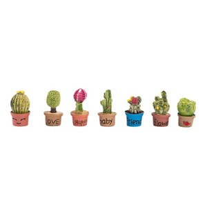 Dp Craft Resin <b>Mini</b> Cactus Planters 2Pcs Modern <b>Desk</b> Decor For Living Room - Product Image 5