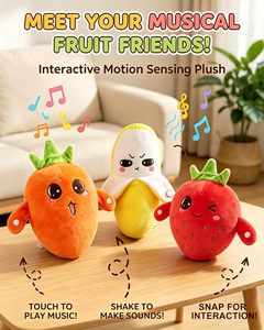 Metronomo a Induzione Sonora a Forma di Frutta, Morbido e Carino, con Suoni Ritmici, Peluche Sensoriale Interattivo Musicale, Fragola e Banana - Product Image 3