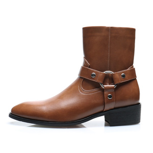 Botas Martin de Moda con Suela Gruesa y Entresuela Elevada en Oferta. Botas Cortas de Moda con Suela de Goma, de Mezclilla y Cuero - Product Image 1