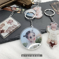 Gantungan Kunci Akrilik Transparan Gambar Anime Kartun Foto Digital Custom, Cetak UV Tahan Air Desain Kreatif untuk Pasangan