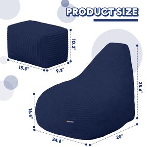 YILISTAR Kids Bean Bag Sillón de PANA con otomana para niños y niñas Espuma completa comprimida para sofás de sala de estar <span class=keywords><strong>Bebe</strong></span> - Product Image 2