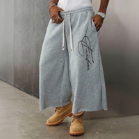 Pantalones Cortos Deportivos Personalizados para Hombre, Estilo Bermuda, con Bordado y Estampado Veraniego, Cordón Ajustable, Tela Francesa de Algodón, Estilo Holgado, con Perlas y Pedrería