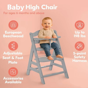 Chaise haute pour bébé, détachable, sécurisée, moderne, blanche, multifonctionnelle - Product Image 6