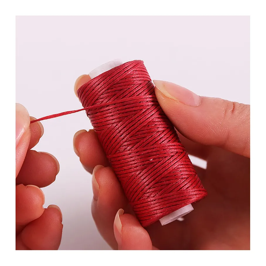 High Quality 50 M/Roll 1.5MM 2MM 100% Polyester Flat Wax Rope For Sewing Leather