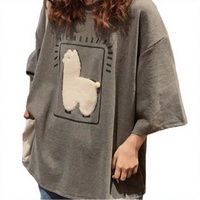 T-shirts pour femmes à manches courtes, style coréen, imprimé alpaga cartoon, décontracté, ample, surdimensionné, été 2023