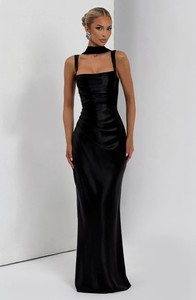 Robe longue de soirée élégante pour <span class=keywords><strong>femme</strong></span> en satin, col <span class=keywords><strong>carré</strong></span>, bretelles larges, taille froncée, devant drapé, dos lacé, <span class=keywords><strong>coupe</strong></span> sirène - Product Image 5