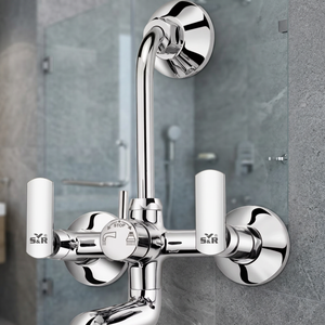 Premium 2 in 1 wall mixer with l bend chrome plated brass hot cold water <b>shower</b> faucet bathroom <b>fitting</b> heavy duty use - Product Image 2