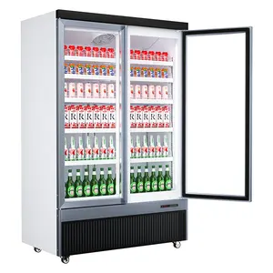 MUXUE 도매 2 유리문 수직 음료 디스플레이 냉각기 쿨러 쇼케이스 냉장고 유리문