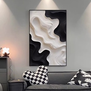Cuadro Moderno Abstracto al Óleo sobre Lienzo, Marco Negro Rectangular, Pintura Decorativa para Sala de Estar - Product Image 4