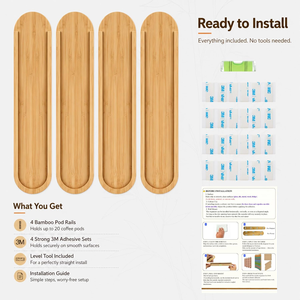<span class=keywords><strong>Support</strong></span> <span class=keywords><strong>mural</strong></span> pour 20 capsules de café en bambou, vertical et horizontal, pour l'intérieur d'une porte d'armoire. - Product Image 3