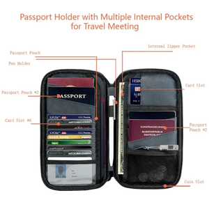 Portefeuille de voyage, porte-cartes et passeport, sac bandoulière organisateur, étui de protection pour <span class=keywords><strong>billets</strong></span> et documents d'étranger, <span class=keywords><strong>pochette</strong></span> à suspendre au cou - Product Image 6