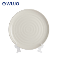 Ensemble de Table à dîner en relief de grès, ensemble d'assiettes à dîner blanches en céramique de luxe, 16 pièces