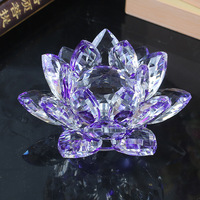 HZ Bougeoir de bureau en cristal, style moderne décontracté, motif lotus à pétales polis, artisanat exclusif, ornement chinois