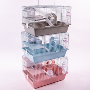 Small Steel Wire Hamster Cage with Plastic Tray and House Blue Rectangle Indoor Pet Cage for Small Pets Easy Assemble - Product Image 2