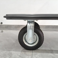 Carretilla de Mano Plana con Superficie Antideslizante Gris, con Ruedas Grandes de Goma de 8 Pulgadas, Mango Plegable, Carro de Transporte