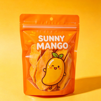 Kemasan Snack Buah OEM Grosir, Kantong Plastik Berdiri dengan Jendela Transparan, Dapat Ditutup Kembali, untuk Irisan Mangga Kering