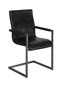 Fauteuil moderne en cuir avec structure métallique, assise rembourrée confortable, accoudoirs de soutien et construction durable – Chaises de salle à manger - Product Image 3
