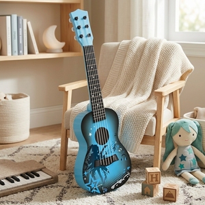 <span class=keywords><strong>Guitare</strong></span> <span class=keywords><strong>acoustique</strong></span> 6 cordes pour enfants, design visuel apaisant, finition ton foncé, silhouette élégante - Product Image 5