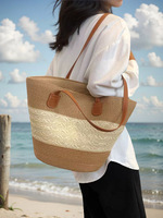 2025 été Style femmes à la main rayure paille tissé sac grande capacité épaule plage en plein air vacances sac