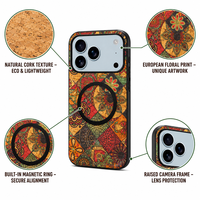Coque de téléphone en liège naturel écologique motif floral européen pour iPhone 17, 17 Pro, 17 Pro Max, 18, 18 Pro, 18 Pro Max