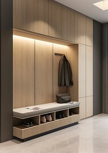 Mueble Zapatero Integrado <span class=keywords><strong>de</strong></span> Lujo, Mueble <span class=keywords><strong>de</strong></span> <span class=keywords><strong>Melamina</strong></span> Personalizado con Estantes Multicapa, Organizador <span class=keywords><strong>de</strong></span> Almacenamiento para la Entrada del Apartamento - Product Image 2