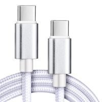 Cable de Carga Rápida Tipo-C de 60W, Trenzado de Nailon, 3A, Conductor de Cobre Puro, 1M-3M, para Teléfonos Móviles, Bancos de Energía, Relojes Inteligentes, Computadoras