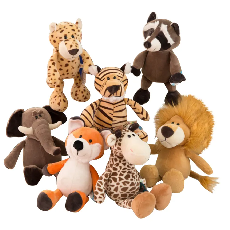 New Arrival Custom Jungle Animal Toys Soft Stuffed Fox Raccoon Giraffe Toys Plush Elephant