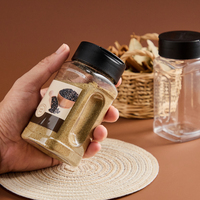 Bouteilles en plastique transparent PET de 250 ml, pots à épices carrés vides avec couvercles noirs pour le stockage de poudres d'assaisonnement et d'épices