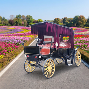 รถม้าไฟฟ้าสุดหรูสี่ล้อสไตล์โรแมนติก พร้อมหน้าต่างรูปหัวใจ ผ้าม่านสีแดง ตกแต่งแบบวินเทจสั่งทำพิเศษสำหรับการท่องเที่ยว - Product Image 1