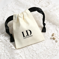 Pochette en coton imprimée sur mesure avec logo sérigraphié pour boucles d'oreilles, boîtes et emballages de bijoux, sac cadeau en toile pour bracelets