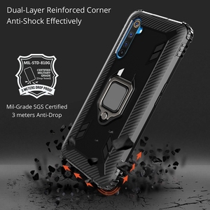 Pour OPPO <span class=keywords><strong>Realme</strong></span> <span class=keywords><strong>6</strong></span> Pro Étui de protection en fibre de carbone avec support rotatif à 360 degrés - Product Image 3