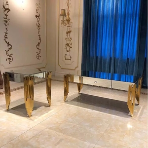 Bảng Điều Khiển Đồ Nội Thất Tráng Gương Bằng Thép Không Gỉ Màu Vàng Kim Bán Chạy Nhất 2022 Bàn Có Gương Treo Tường Bàn Bên Cà Phê Gương Kệ TV - Product Image 5